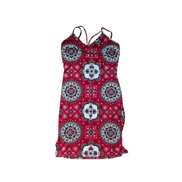 Charlotte Russe Dresses & Skirts - Vtg Y2K Charlotte Russe Mandala Print Mini Dress Red Black Medium